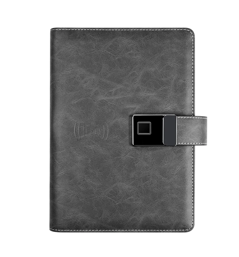 
2020 New Design Crazy Leather Fingerprint Lock Notebook With Bluetooth Recording Built In Power Bank  (62213554132)