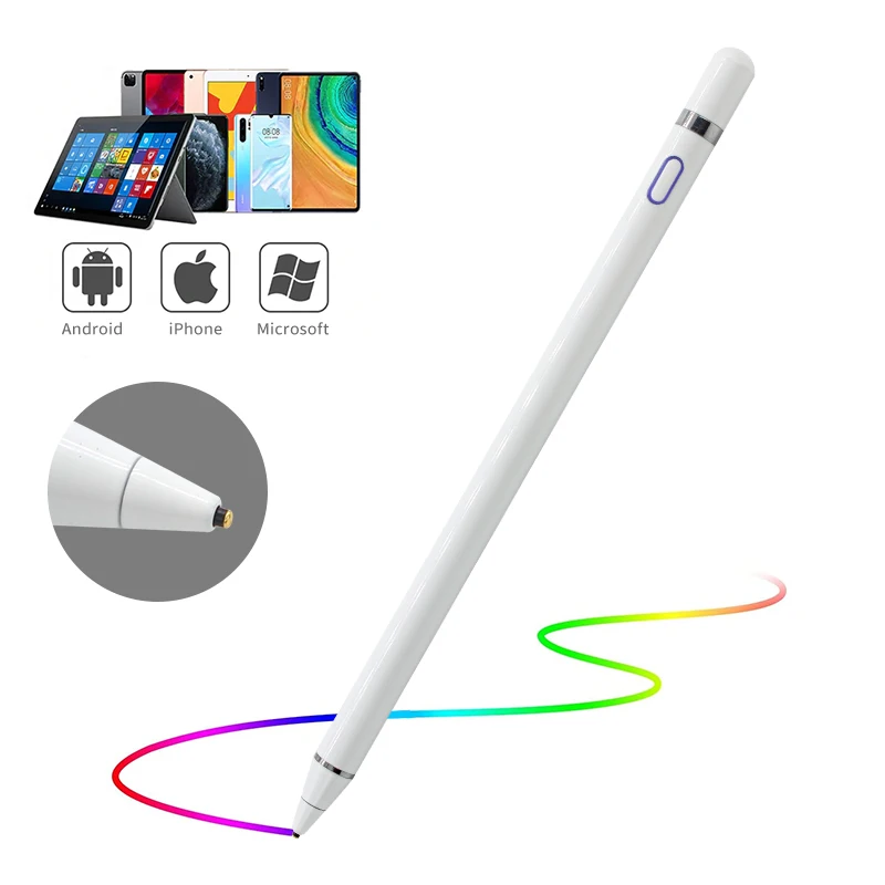 

Wholesale fine touch screen pens painting mapping on tablet Precision chip active Capacitance pen professional Universal stylus, White