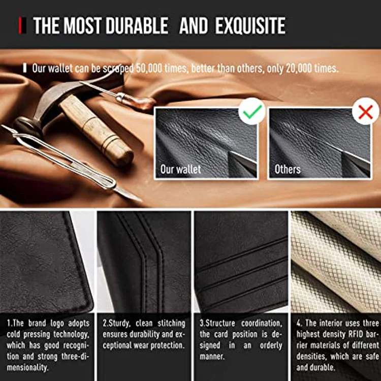 
Simple Design Ultra Thin Minimalist Mens Slim Front Pocket Bifold Wallet Card Case Money Clip Wallet with RFID Blocking 