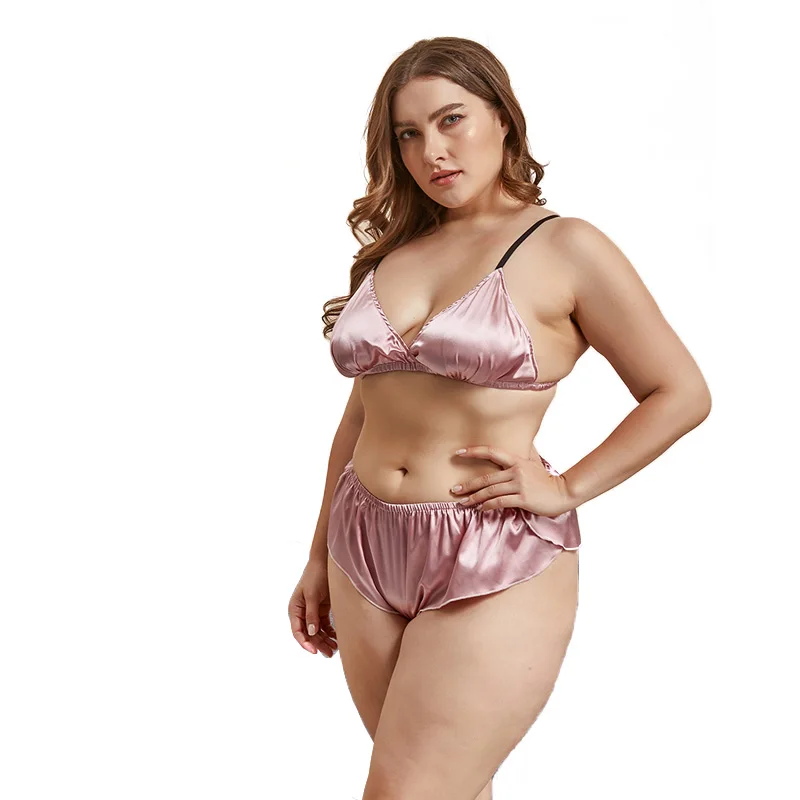 

satin breath Bra And Panty Set for Women Plus Size Lingerie for fat women