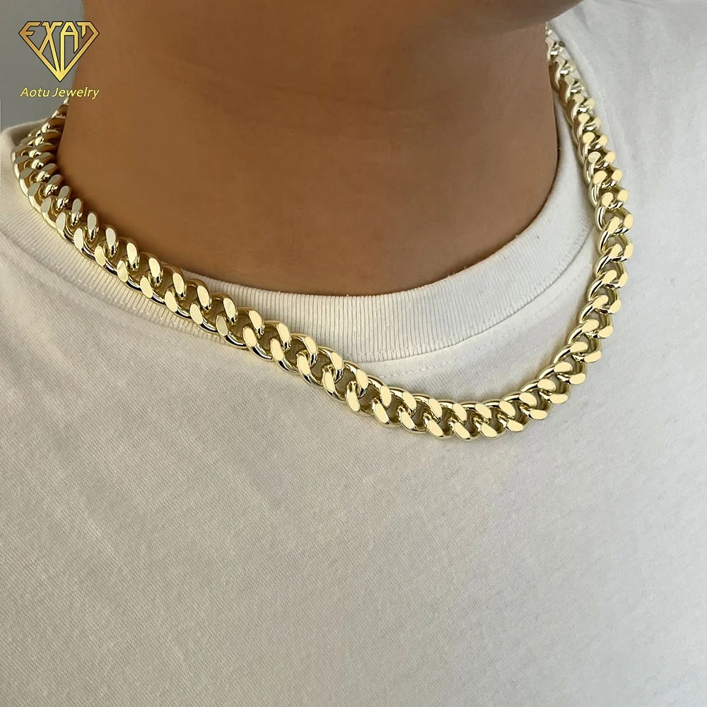 

Nickel Free Anti Allergy 18K Gold Plated Cuban Link Chain Necklace Men