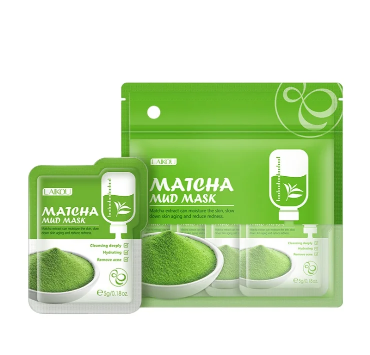 

Yanmei Hot Sale Matcha facial mud care 5g*12 deep moisturizing hydrating nourishing improve skin problems added Matcha extract, Green