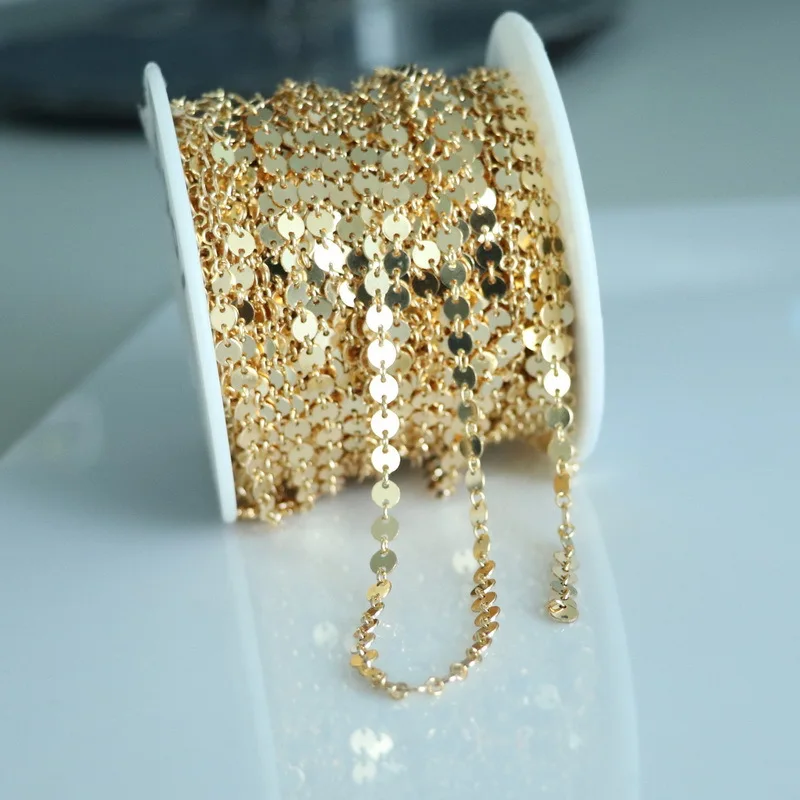 

Hot Sale Double Hole Small Disc Gold Filled Bulk Chain For Jewelry Making  Gold Chain