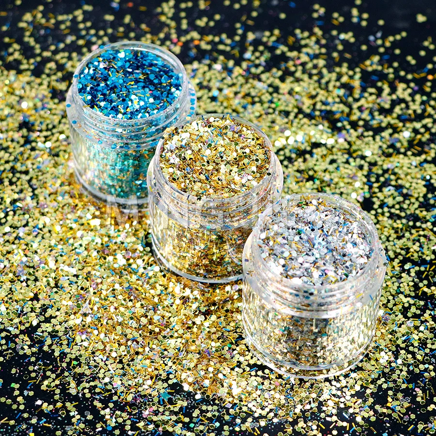 Factory Low Price Mixed Chunky Glitter Nails Epoxy Resin Art Crafts Cups Pink Gold Silver Blue Glitter Bulk 1Kg Packaged Bags