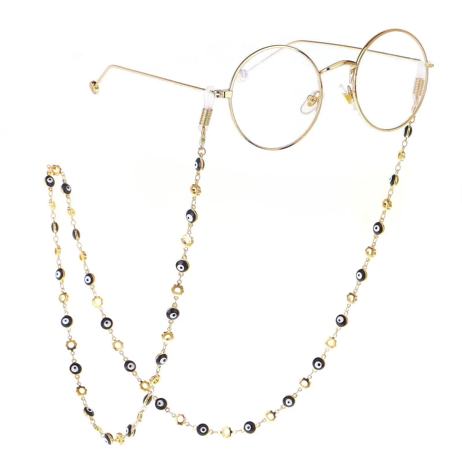 

Popular Copper Alloy Black Turkey Eye Devil Evil Eye Beads Jewelry Eyeglasses Accessories Holder Sunglasses Glasses Neck Chain