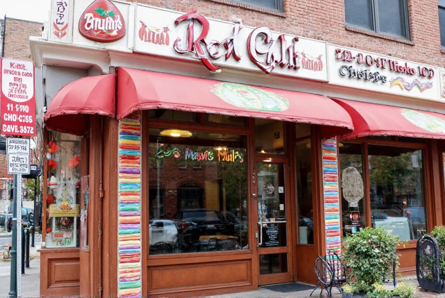 Außenansicht eines typischen Diners in Syracuse mit Schild für Red Chili