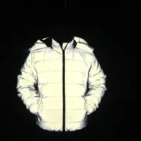 

Mens Noctilucent Windproof Down Puffer Jacket with Hood Hip hop Glowing Windbreaker Night Reflective Ski Snow Jacket Coat