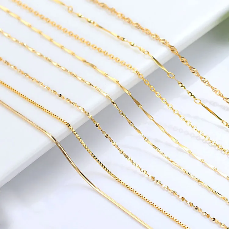 

gold plated 925 Sterling Silver Necklace gold color, silver female neck chain