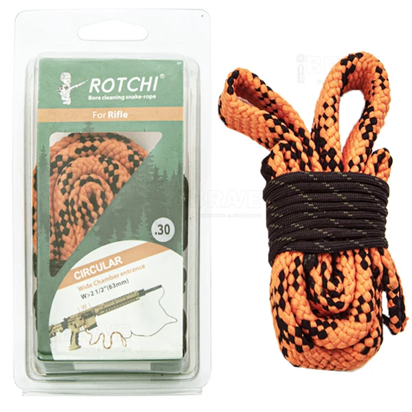 

Rotchi OEM Gun cleaning kit pulling through cleaner bore snake rope gun cleaner brush kit .223/5.56mm 9mm 7.62mm and all guns, Orange