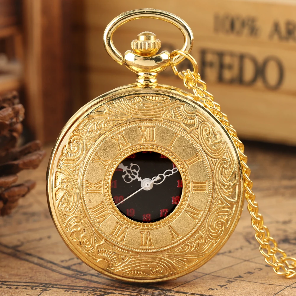 

Vintage Necklace Pendant Women Man Steampunk Roman Numerals Display Quartz Pocket Watch With Fob Hanging Chain Gifts