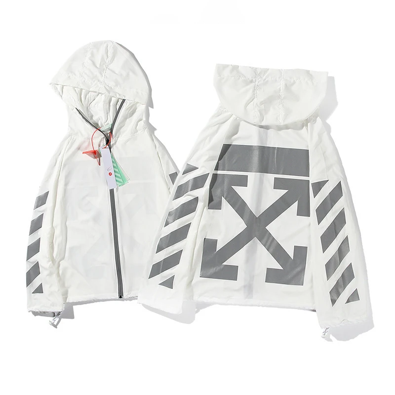 

Wholesale Fashion Brand Reflective Clothing Couples Street Zipper Sun Protection Bepe Jackets//, Black/white