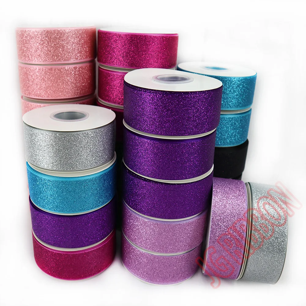 

hot sale polyester metallic glitter grosgrain ribbon 1.5 inch