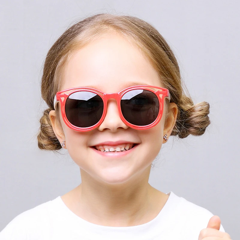 

2021 Fashion round oversized little girls polarized silicone sunglasses boys girls kids sunglasses with UV400