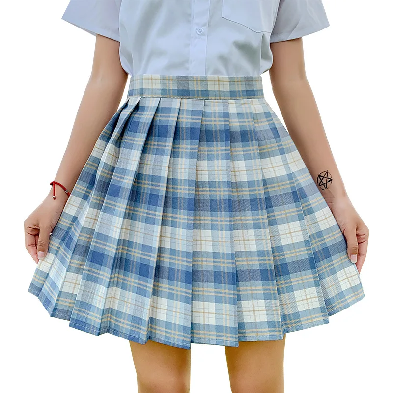 

Multi-Color 2021 Japan Style Sexy Women's Pleated Mini Skirt Fashion High Waist Plaid Print School Uniform A-Line Short Skirt, Picture color