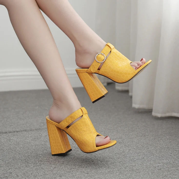 

c11672a elegant women's slippers block heels high heel shoes