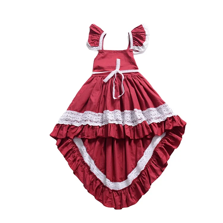 

Little fly sleeve front short back long tuxedo dress European baby lace back irregular girl skirt for wholesale, As pic shows, we can according to your request also