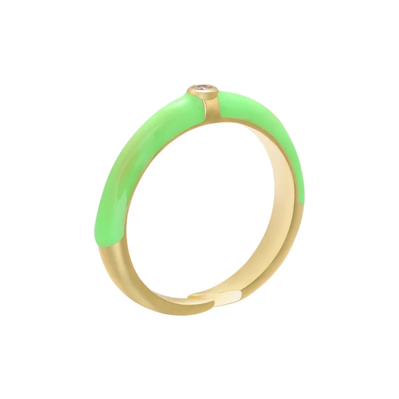 

New Design Rings Jewelry Women Colorful ring Multicolor Rainbow Oil Dropped Micro Zircon Open Ring, Picture shows