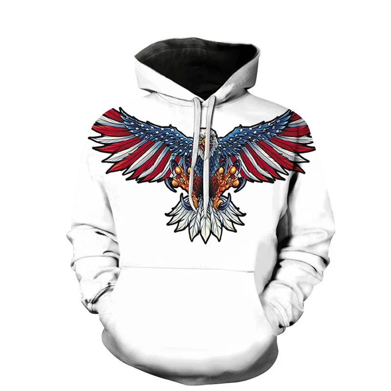 

3D-printed polyester hoodie with eagle pattern