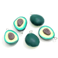 

100 Pieces Flatback Polymer Clay Green Avocado Friendship Charms Perfect For Pendants,Earrings Diy Keychain Parts