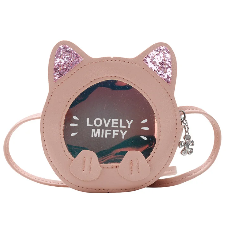 

Hot Sale Trendy Cute Cat Shape Letter Laser Pu Leather High Quality Kids Purses Handbag Purse Shoulder Bag, As pic
