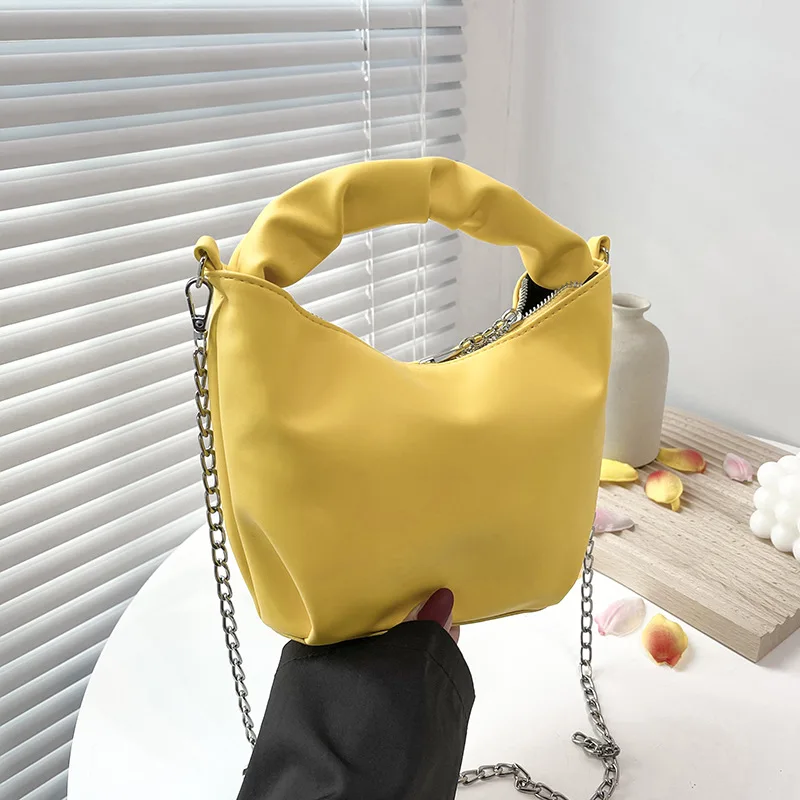 

Luxury Ladies Small Soft Leather Cloud Pleated Handbag New Fashion Chain Crossbody Shoulder Tote Bag Messenger Bags For Women, 9 colors available