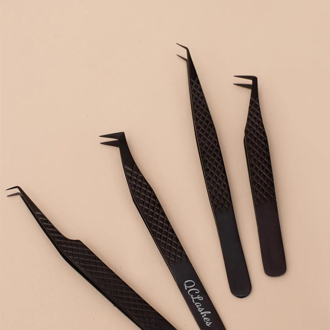 

Private logo mega 45 75 90 degree Nano grip tweezers black lash extension tweezers