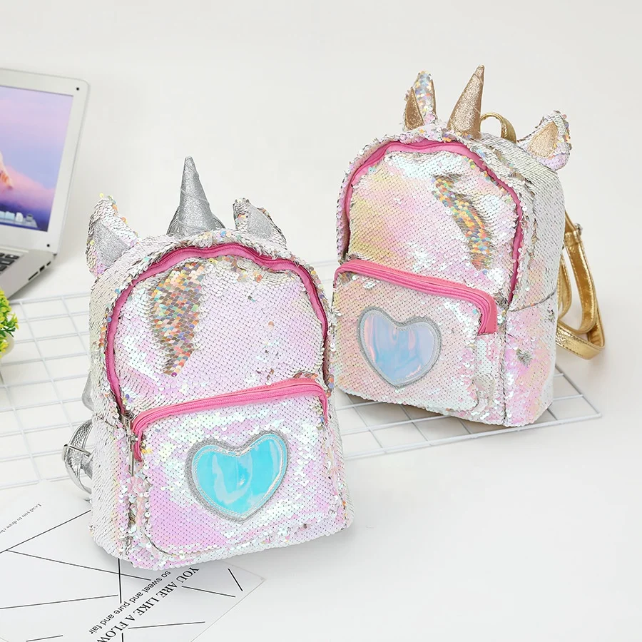 

Customizable Fashion 3D Design Unique Unicorn Sequin Student Backpacks