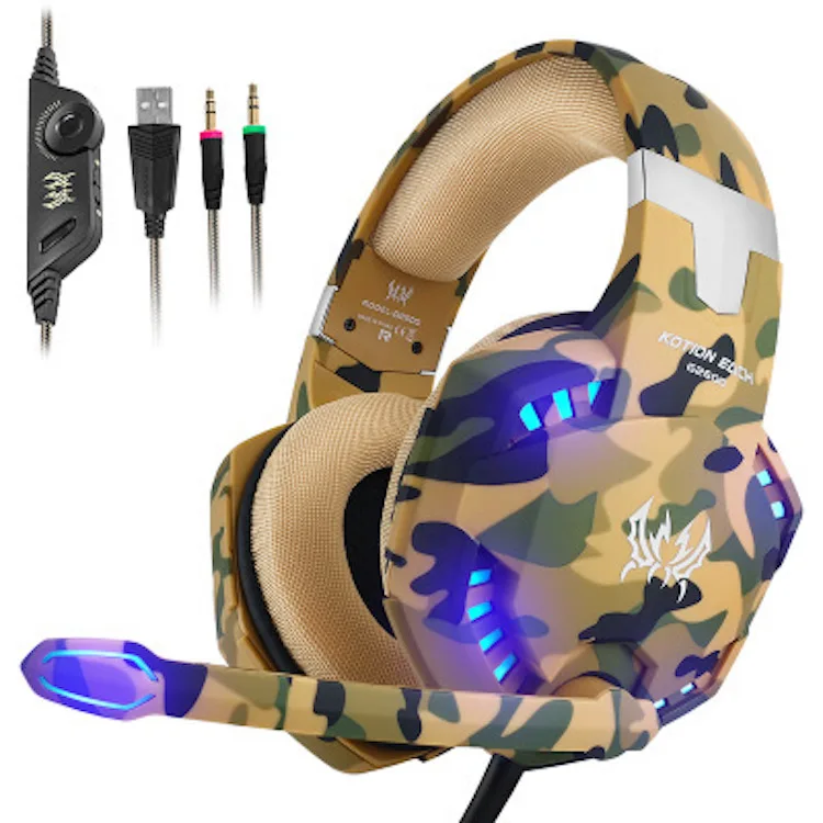 

Hot Sale KOTION EACH G2600 Headband Over Ear Headphone LED Lighting Stereo Sound Bass Wire Gaming Headset with Microphone