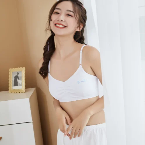 

cute girl 3/4 Cup Comfort Thin Cotton wireless Bra, White