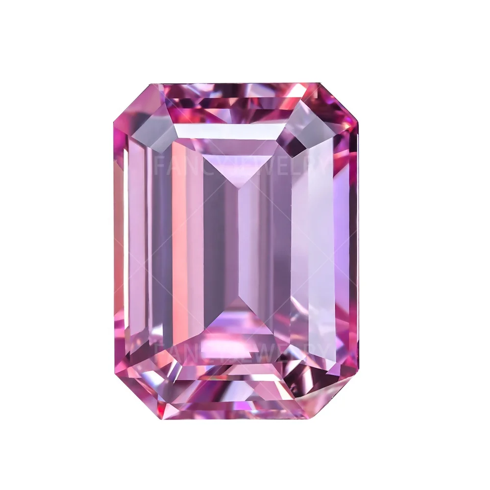 

China Cheap Bulk 1 Carat 5*7mm Clear Pink Synthetic Gemstone Loose Diamond Moissanite Emerald Cut