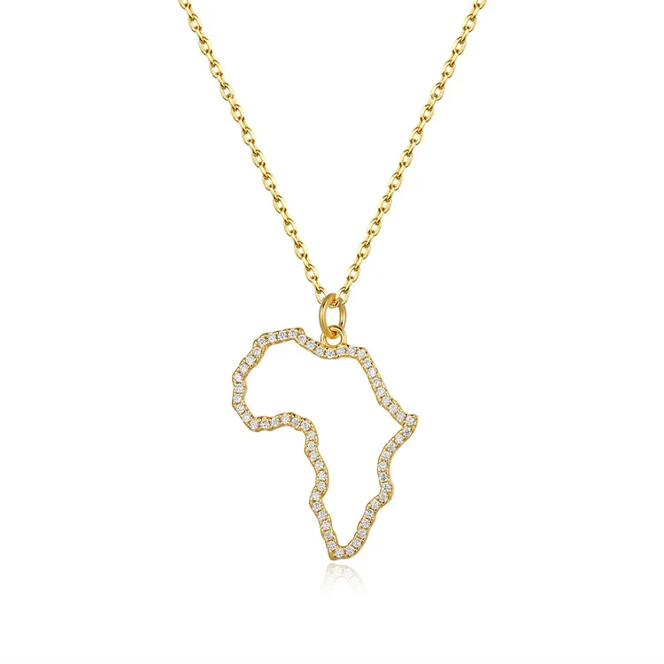 

925 Sterling Silver African Map Pendant Necklace Custom Map Necklace, Silver,gold,rose gold,black