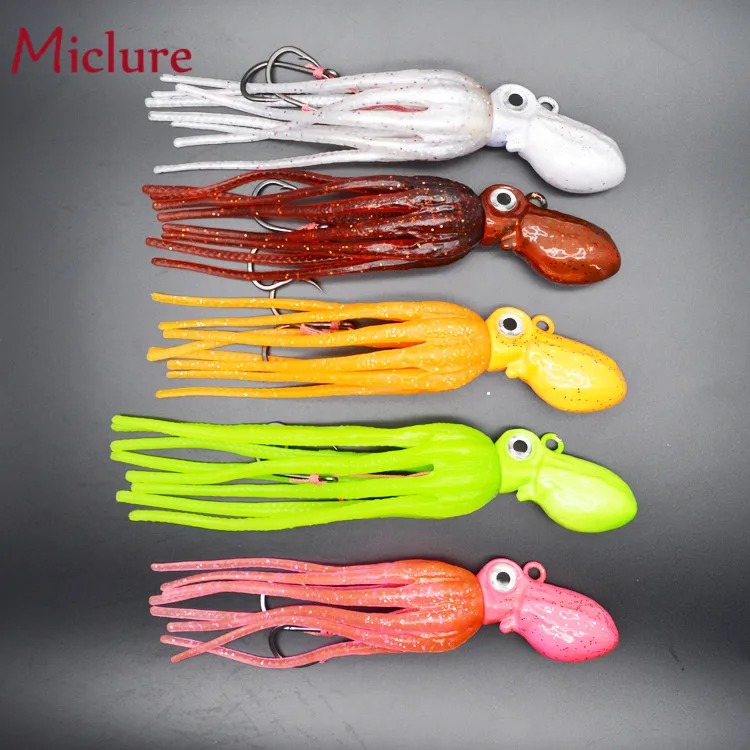 

MICLURE-SL113-100/150/200/260/300g- octopus lure lead head sfot tail jig, Vavious colors