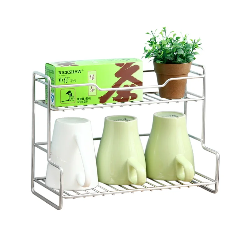 

Factory direct sales 2 layer stainless steel seasoning storage mechanism with tray spice rack drain rack