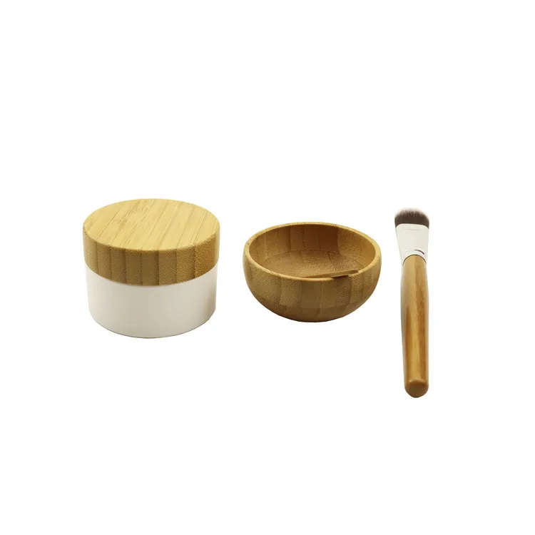 2018 New Luxury Small Bamboo Wood Facial Mask Face Cream Mixing Bowl