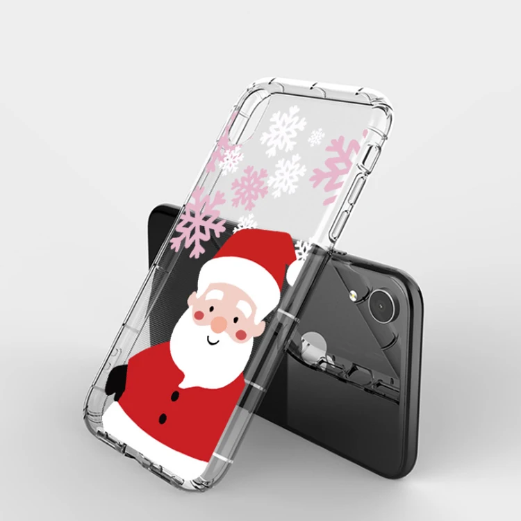 

New Arrival Christmas Tree Santa Claus Snowman Printed Clear Shockproof Mobile Phone Case Cover For iPhone Xs Max 11 12 Pro Max, Clear+different designs