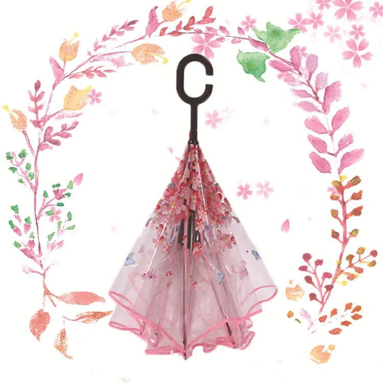 

P267 High Quality Reserve Umbrellas C type Creative Double-layer Reverse Transparent Umbrella, Colors