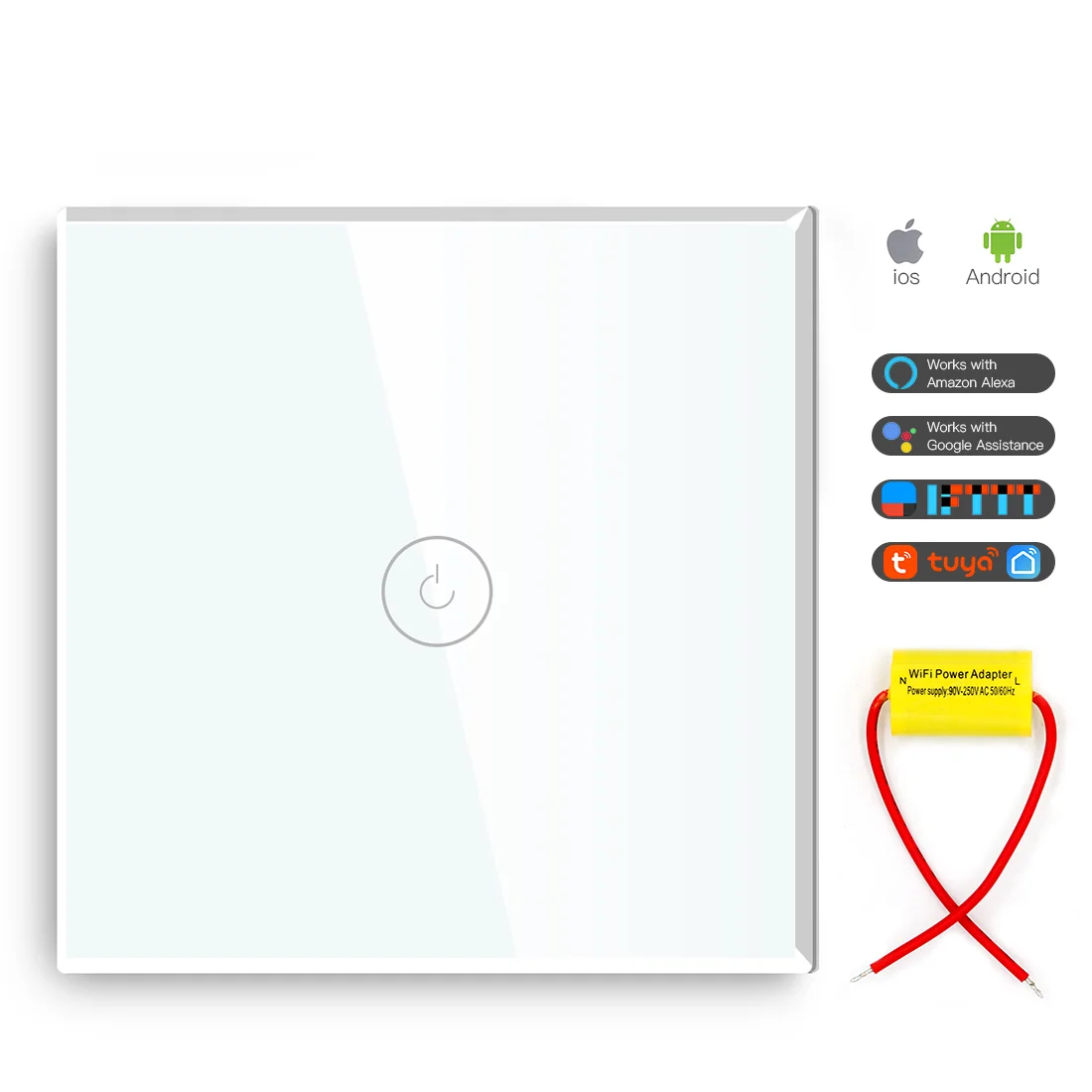 

MVAVA 1 Gang Smart Light Switch No Neutral WIFI Tuya Switch Alexa and Google Home