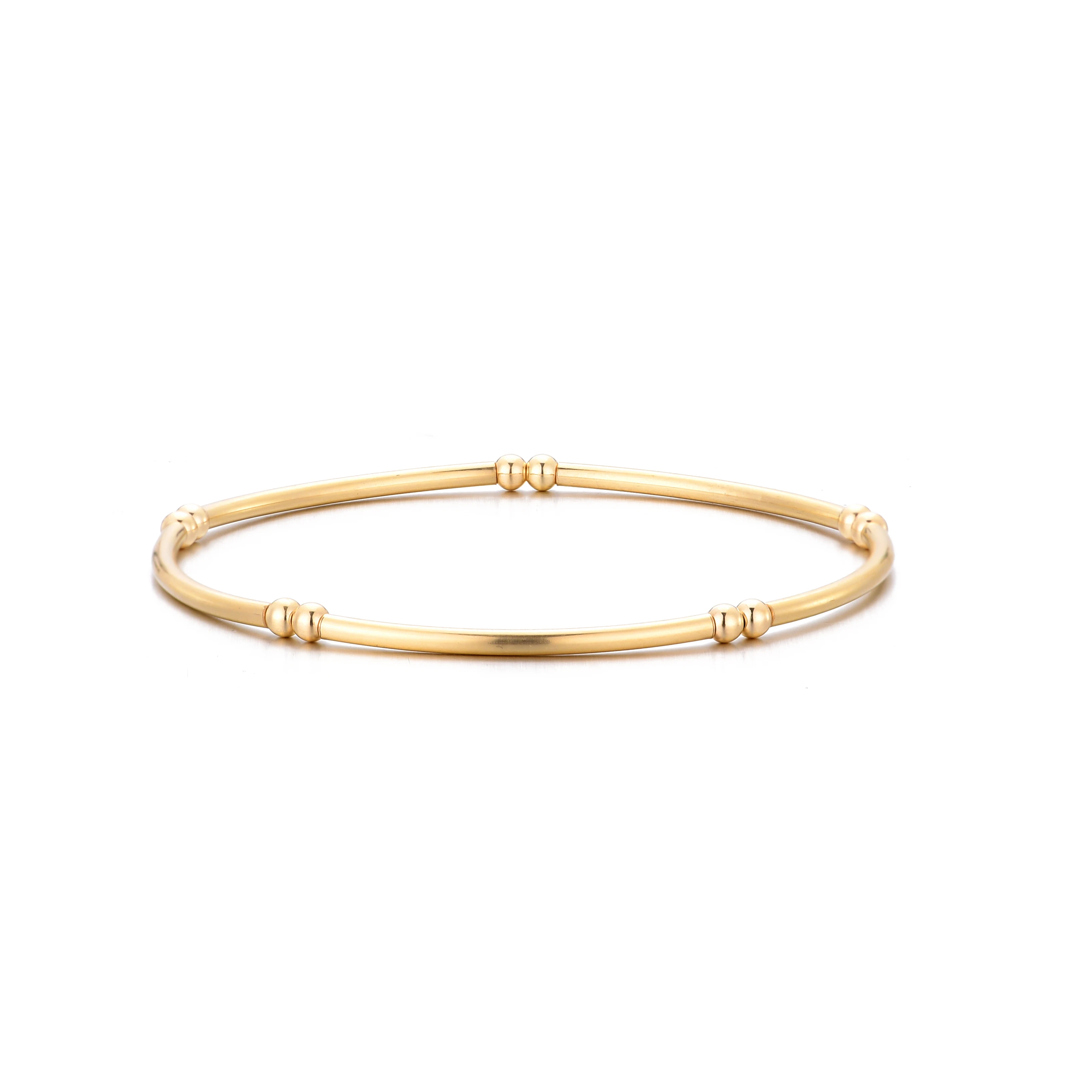 Vintage 6.75" Stretchy Tube Bead 14K Gold Filled Bracelet for Women Jewelry Diy Making
