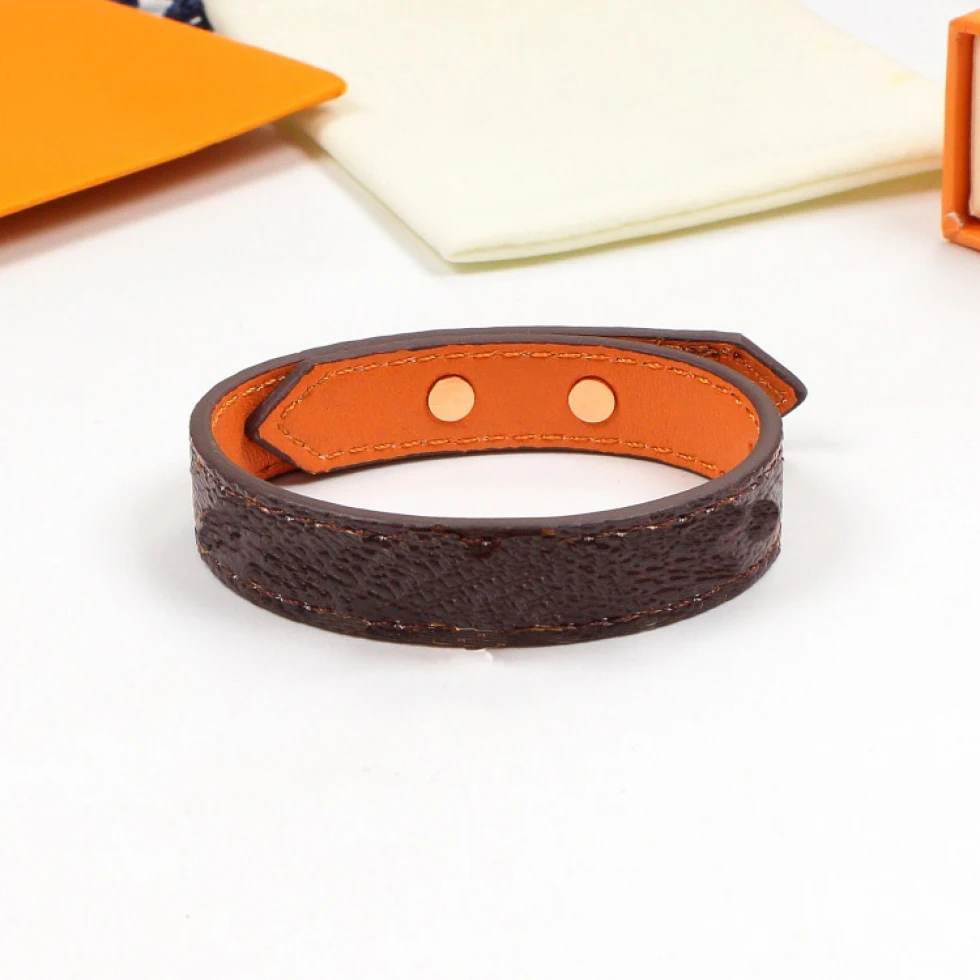 

Vintage Leather Stainless Steel Jewelry Letter Charm Women Bangles