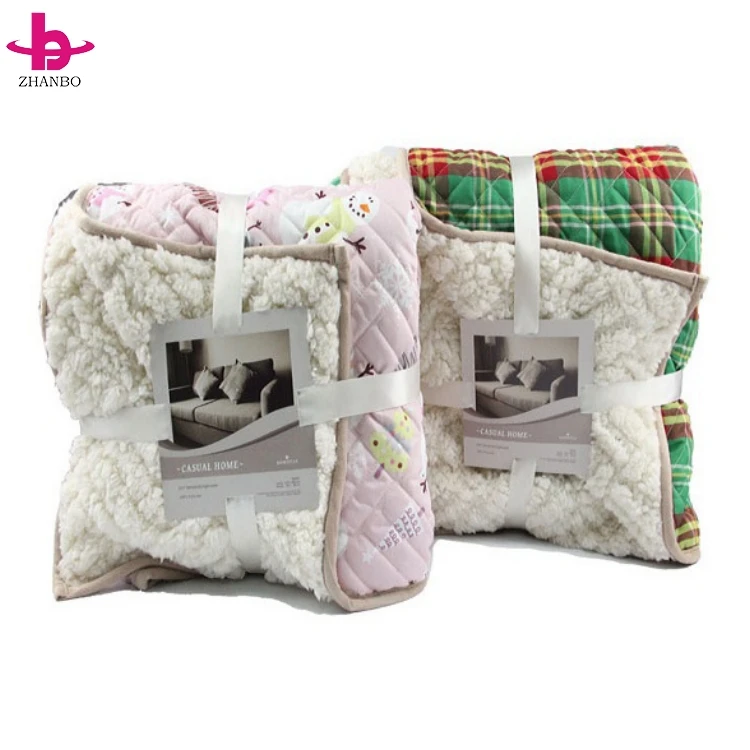 Snowman Printed Washable Wool Sherpa Fleece Thick Blanket Brush With