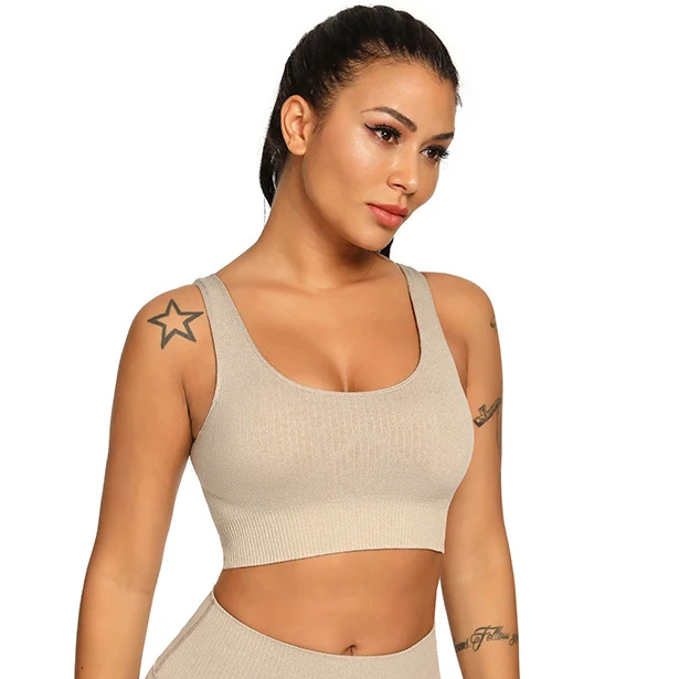 

Custom Women track suits sportswear Fitness bustier crop top Workout Quick Dry padded sports bras, Blue, purple, black, khaki, pink