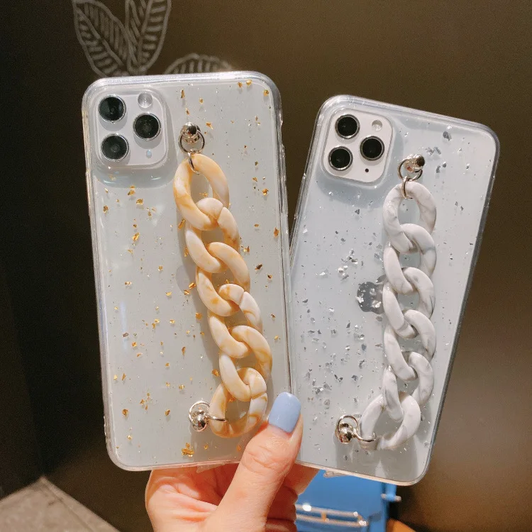 

Marble Glitter Chain Wristband Phone Case For iPhone 11 Pro Max XR X XS Max 7 8 Plus Case Soft Silicone Phone Cover
