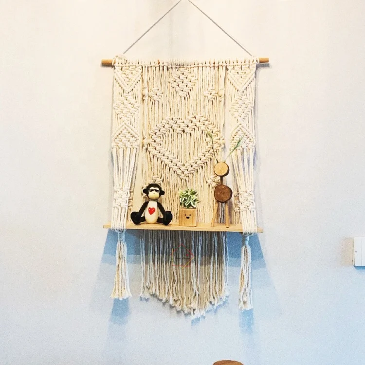 

macrame shelves wood wall floating shelves home organizers, Different colors