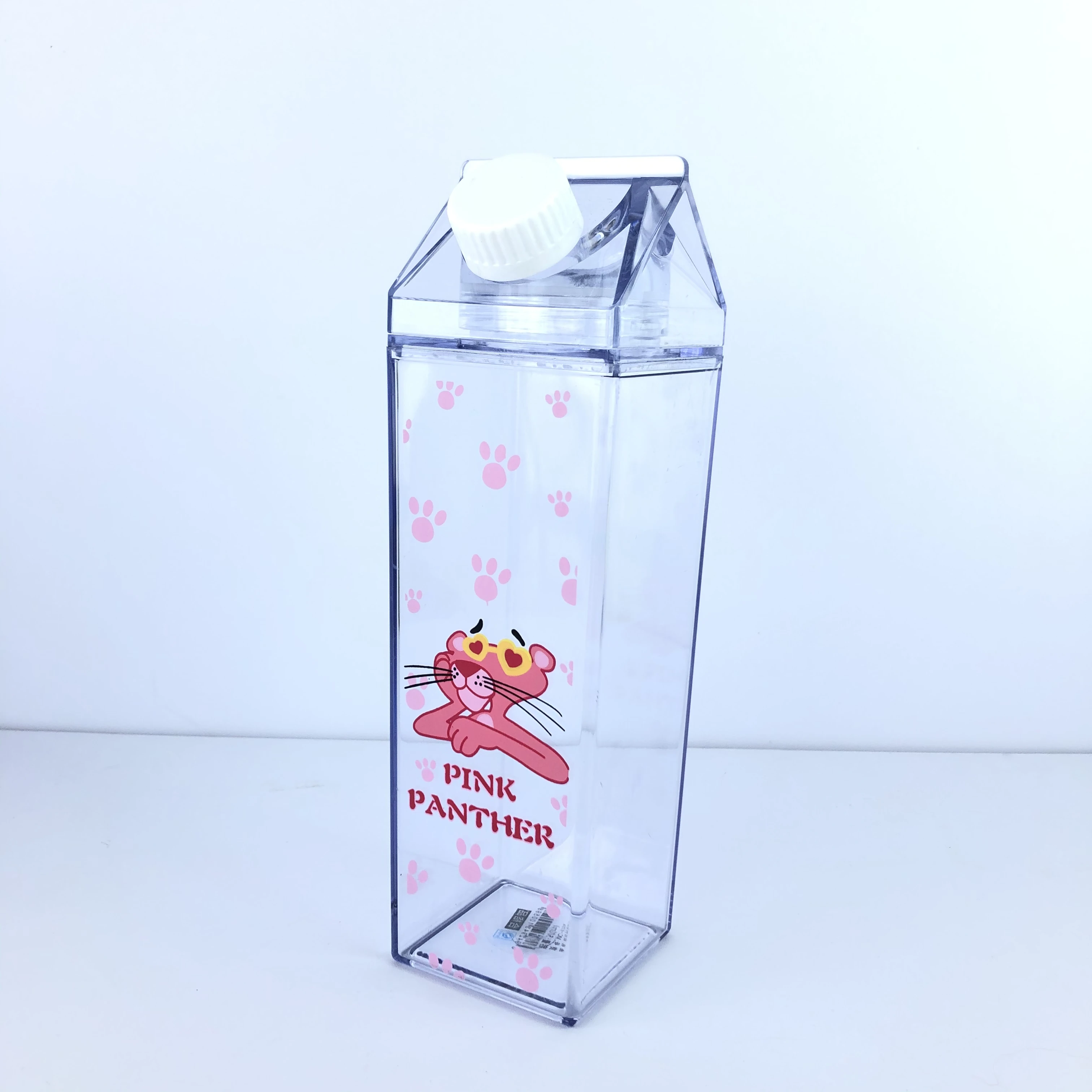 

Wholesale 500ml plain milk shape box reusable plastic milk cartoon water bottle