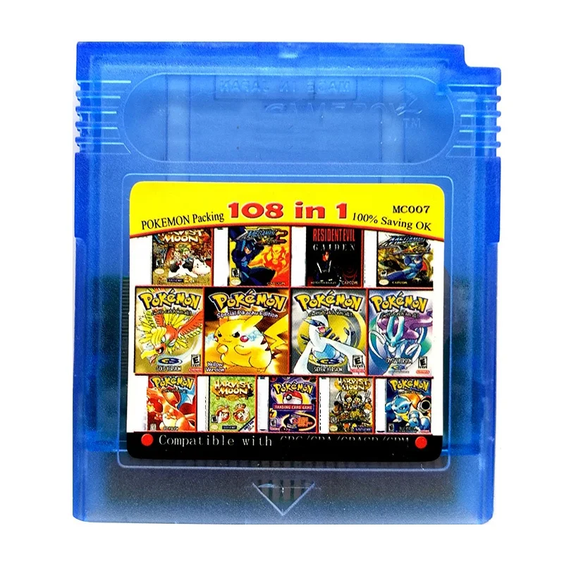 

108 in 1 Battery Save Multi Compilations Video Game Cards GBC Pokemon Trading Card