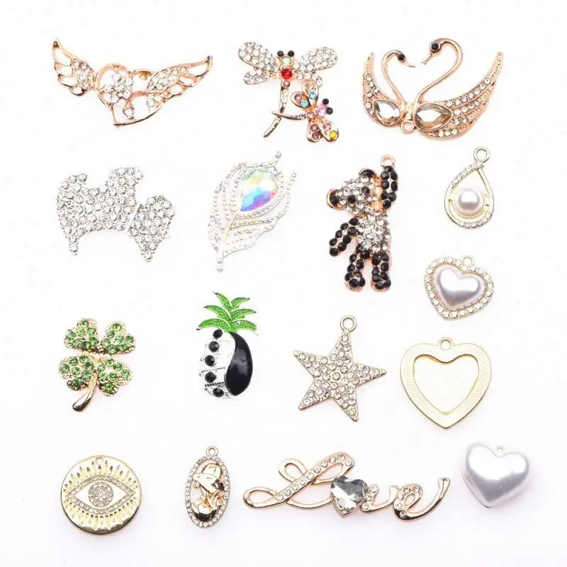 

New Arrival Rhinestone metal shoe shoes charms for clog sandals and PVC bracelets gifts