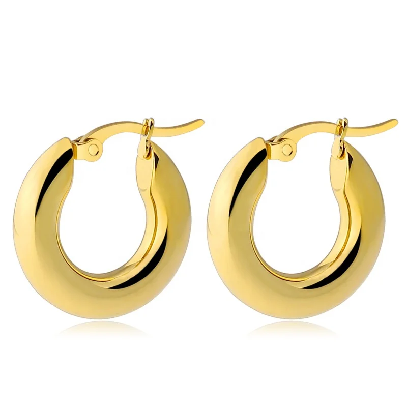 

HYH fashion stainless steel plain thick hoop earrings, Optional