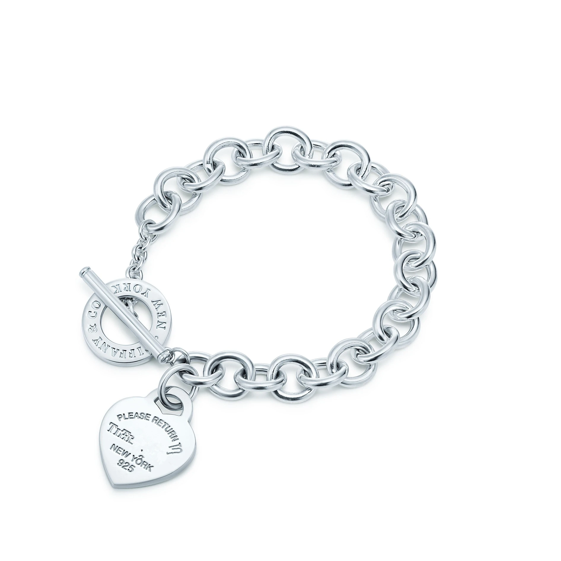 

S925 Sterling Silver Conic Key Ring Inspired Heart Tags Toggle Bracelet Ladies Necklace For Tif Jewelry