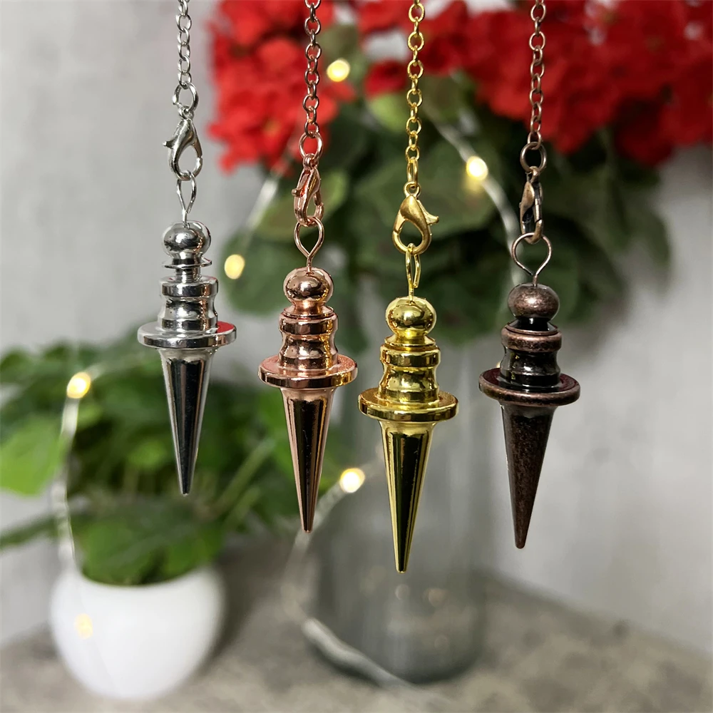 

Trendy Hot Selling New Fashion Jewelry Wholesale Bulk Copper Alloy Metal Healing Dowsing Pendulum with Chain for Home Wall Decor