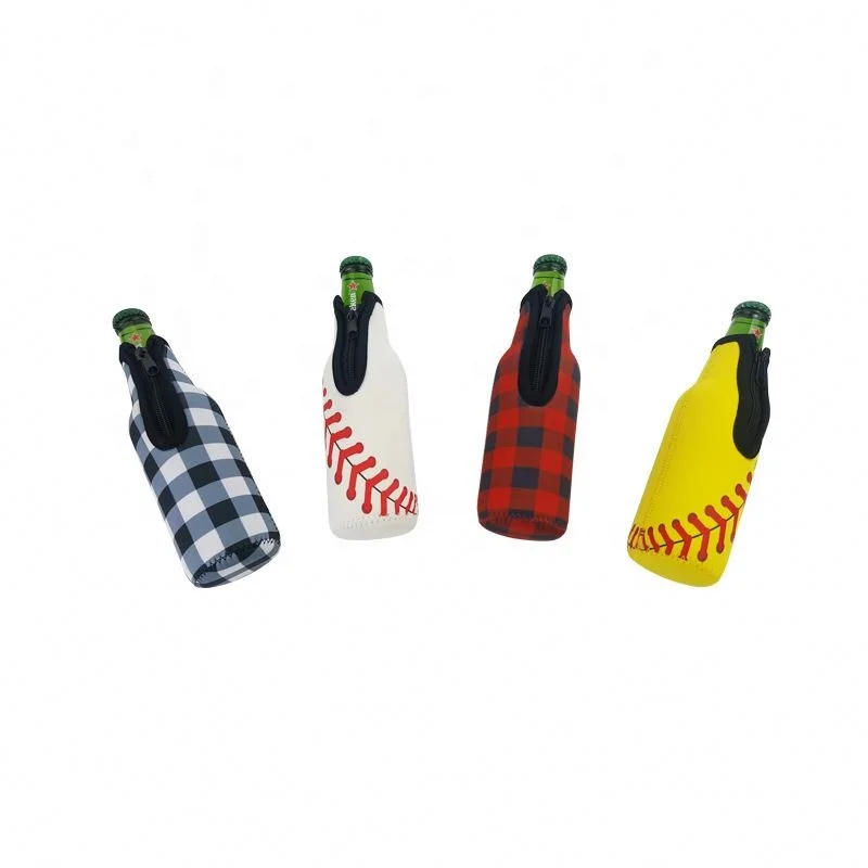 

FREE SHIPPING HIGH QUALITY FASHION SUBLIMATION PRINTING FOLDABLE BEER BOTTLE COOLER NEOPRENE STUBBY HOLDER WITH ZIPPER, Colorful